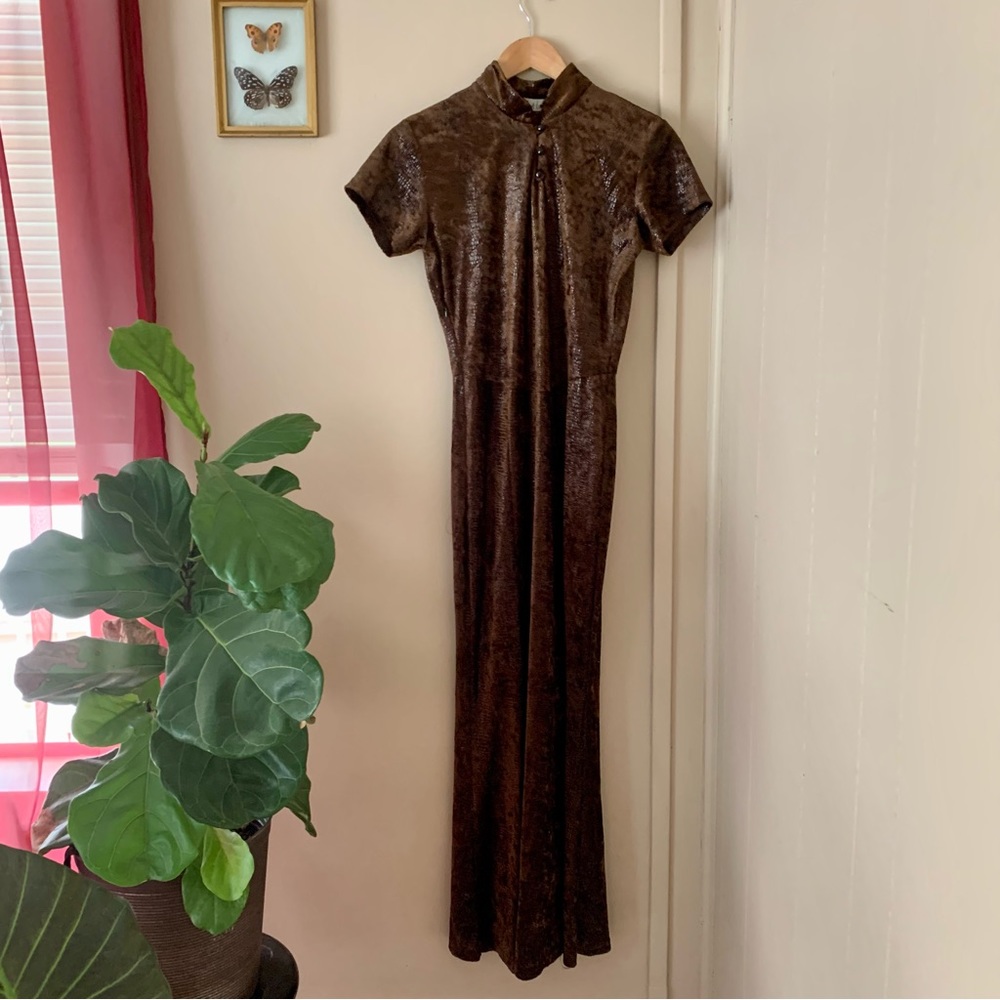 90s Planet Love Alligator Skin Print Long Dress Size S
